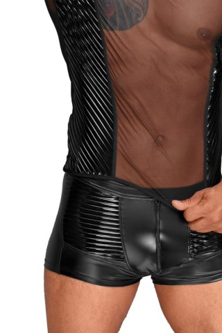 H055 Tulle men's shirt with decorative PVC pleats in the front L