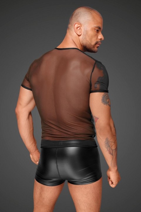 H055 Tulle men's shirt with decorative PVC pleats in the front L