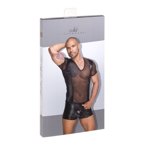 H055 Tulle men's shirt with decorative PVC pleats in the front L