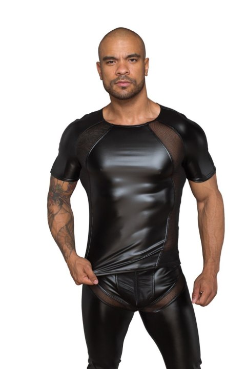 H056 Men's T-shirt made of powerwetlook with 3D net inserts L