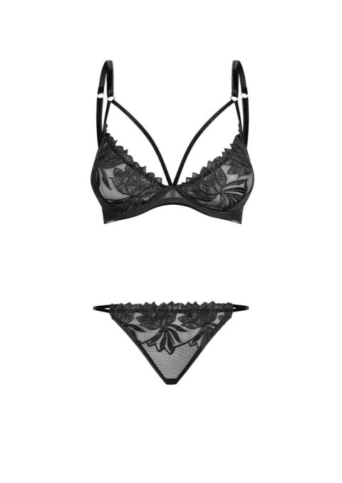 Petitenoir Set ouf of plunge underwired bra with embroidery and brief M