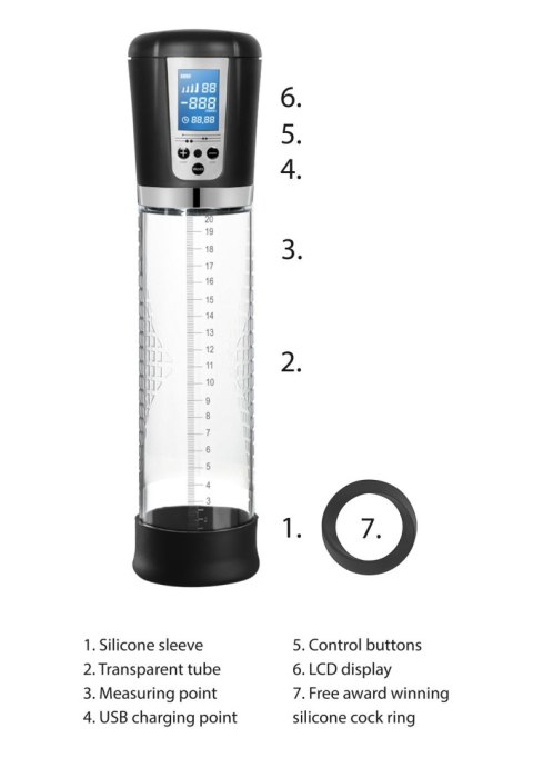 Shots Pumped Premium Rechargeable Automatic LCD Pump Transparent