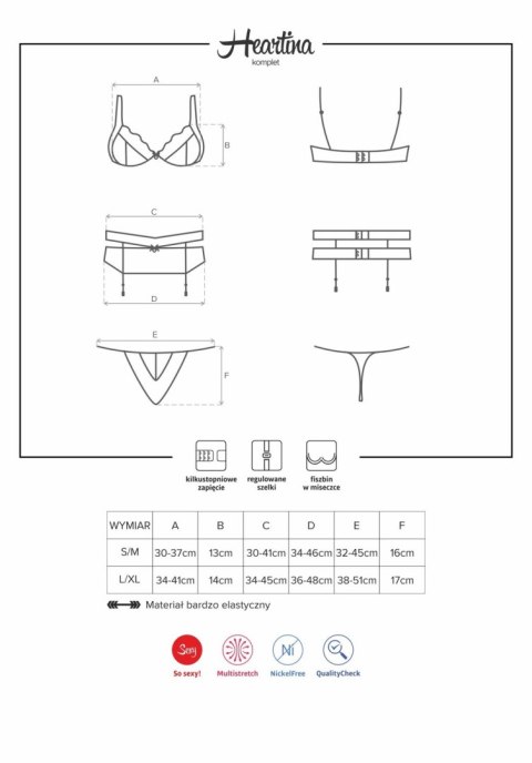 Heartina komplet 3-częściowy czarny S/M