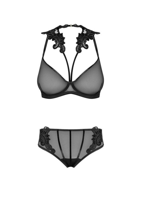 Petitenoir Tulle BPetitenoir Set out of plunge underwired bra with embroidery and briefody Ouvert L